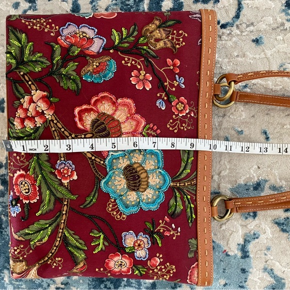 Vintage Isabella Fiore Floral Sequin Beaded Handbag Tote Flowers - Picture 6 of 14